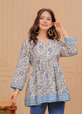 SAICHA Women Block Print Flared Kurta(Multicolor)