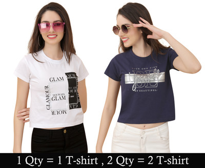 V festa Casual Printed Women White, Dark Blue Top