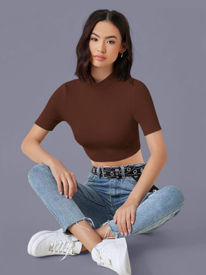 Kashonaa Casual Solid Women Brown Top