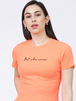 Tokyo Talkies Casual Printed Women Orange Top