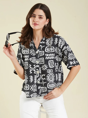 parika creation Casual Printed Women Black Top
