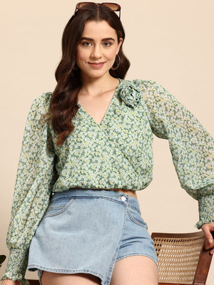 Mast & Harbour Casual Printed Women Beige Top