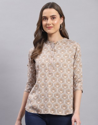 MONTE CARLO Casual Printed Women White, Beige, Grey Top