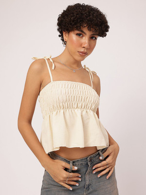 Dressberry Casual Solid Women White Top