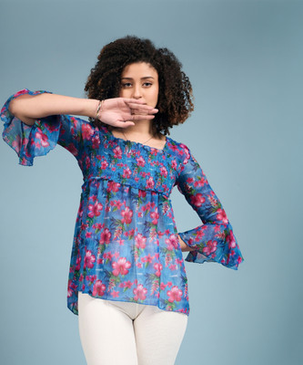 Dressberry Casual Printed Women Light Blue Top