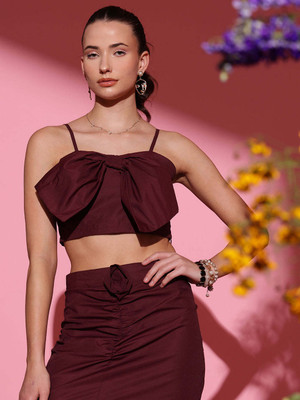 STREET9 Casual Solid Women Maroon Top
