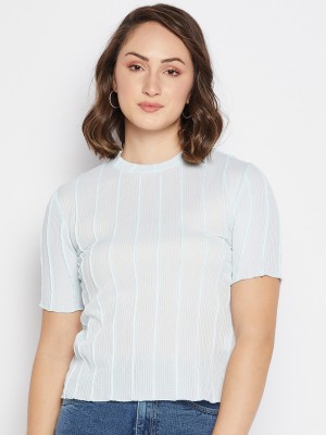 MADAME Casual Solid Women Light Blue Top