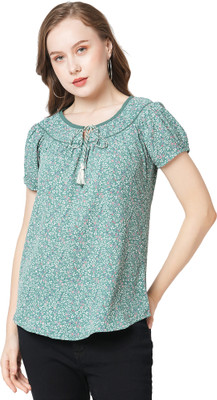 GO.4.IT Casual Printed Women Green, White Top