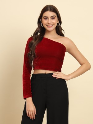 TREND ARREST Party Solid Women Maroon Top