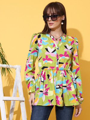 Sheetal Associates Casual Printed Women Light Green Top