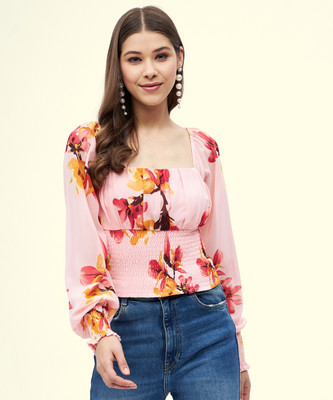 HARPA Casual Printed Women Pink Top