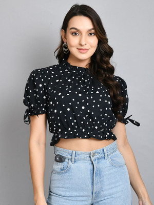 Fiorenza Party Printed Women Black Top