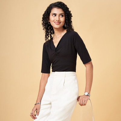 Annabelle by Pantaloons Formal Solid Women Black Top