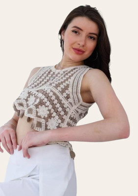 Classye Creation Casual Self Design Women White Top