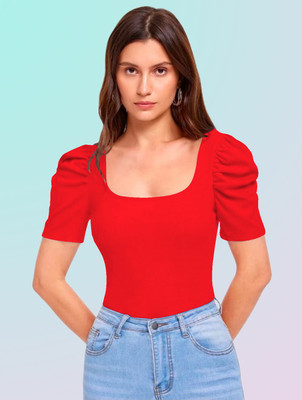 Maheshvi Casual Solid Women Red Top