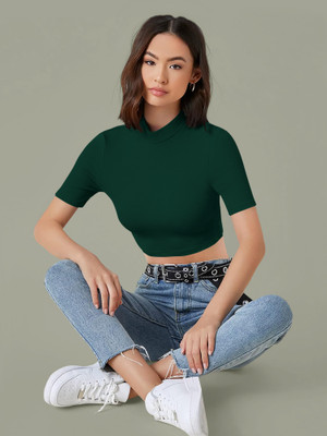 Kashonaa Casual Solid Women Dark Green Top