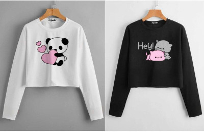 Lukonn Casual Printed Women White, Black Top