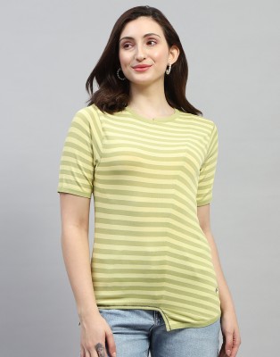 MONTE CARLO Casual Striped Women Green, Yellow Top