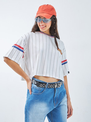 BEWAKOOF Casual Striped Women White Top