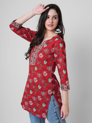Janakdulari Creation Casual Printed Women Red Top
