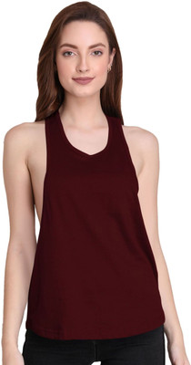 THE BLAZZE Casual Solid Women Maroon Top