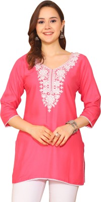 Rajnandini Casual Embroidered Women Pink Top