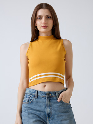 SZN Casual Striped Women Yellow Top