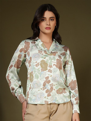 fithub Casual Printed Women Dark Green Top