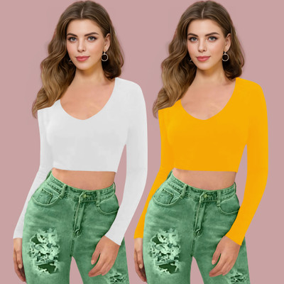 Dream Beauty Fashion Casual Solid Women Yellow Top