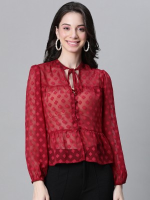 OXOLLOXO Casual Printed Women Maroon Top