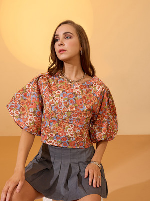 Globus Casual Floral Print Women Multicolor Top