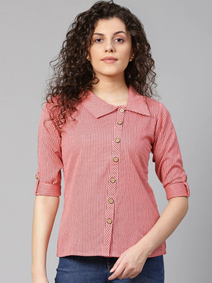 AKIKO Casual 3/4 Sleeve Solid Women Pink Top