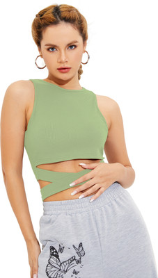 Sugathari Casual Solid Women Light Green Top