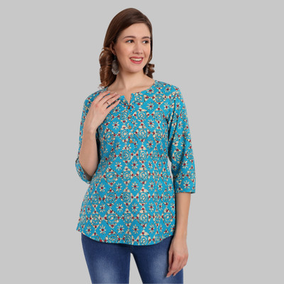 Sindoori Casual Printed Women Light Blue, Beige, Maroon Top
