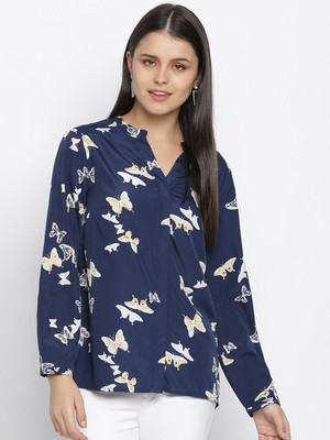 OXOLLOXO Casual Printed Women Dark Blue Top