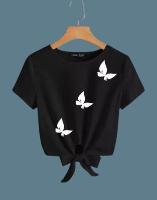 HouseOfCommon Casual Printed Women Black Top