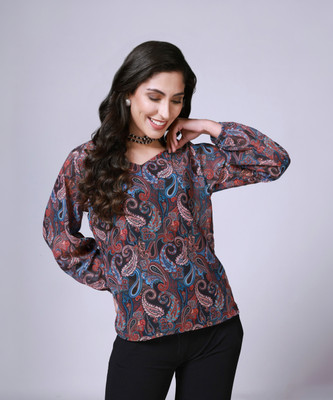 GOPAL COLLECTION Casual Printed Women Black Top