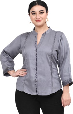 Kalakaari Casual Self Design Women Grey Top