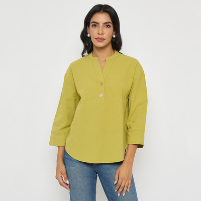 MADAME Casual Solid Women Green Top