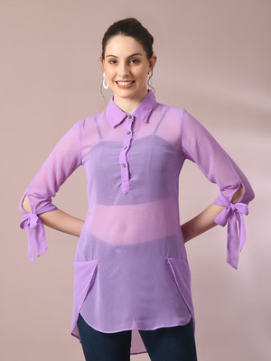 Dressberry Casual Solid Women Purple Top