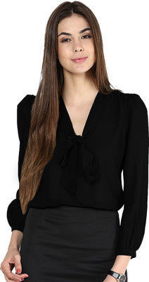 Fellamo Party Solid Women Black Top