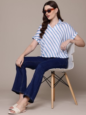 NAUTICA Casual Striped Women White Top