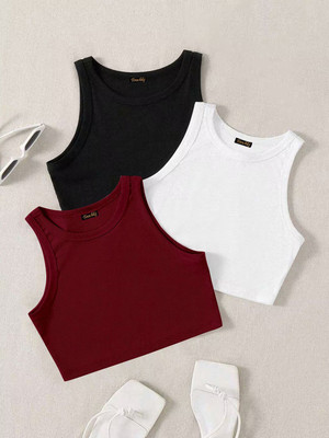 Toochki Casual Solid Women Black Top