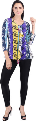 ART OF CLOTHING Casual 3/4 Sleeve Printed Women Multicolor Top