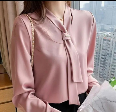 HR FASHION Formal Solid Women Pink Top