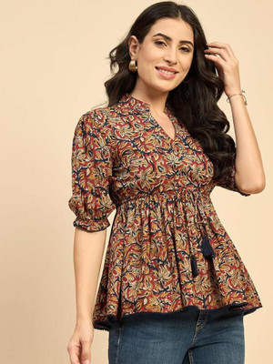 PIVORA Casual Floral Print Women Multicolor Top