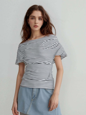 OUTZIDR Casual Striped Women White, Black Top