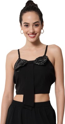 ALL WAYS YOU Casual Embellished Women Black Top