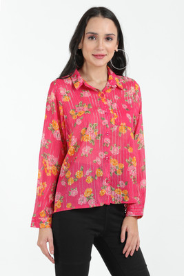 Fiorenza Party Printed Women Pink Top