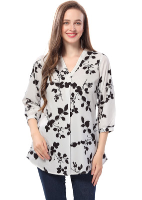 Meher Impex Casual Printed Women White, Black Top